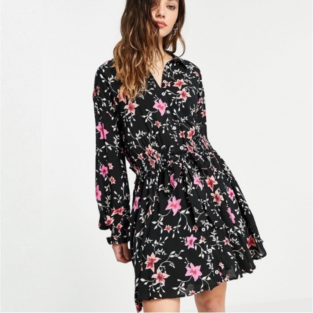 Free People Lighten Up Mini Dress Black Combo